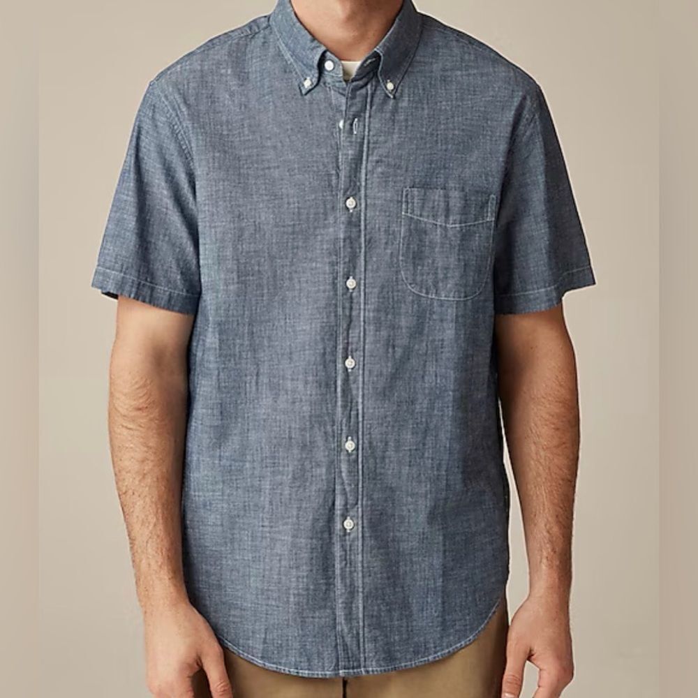 J.Crew Short-sleeve indigo organic chambray shirt NWT Size S